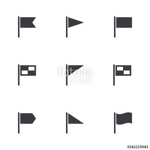 500x500 Flag Icon Set Vector Icon Flag Shape Pointer Symbol Direction