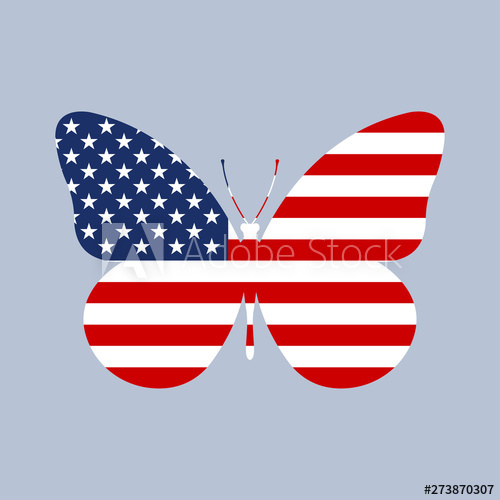 500x500 Us Flag In The Shape Of A Butterfly American Flag Icon United