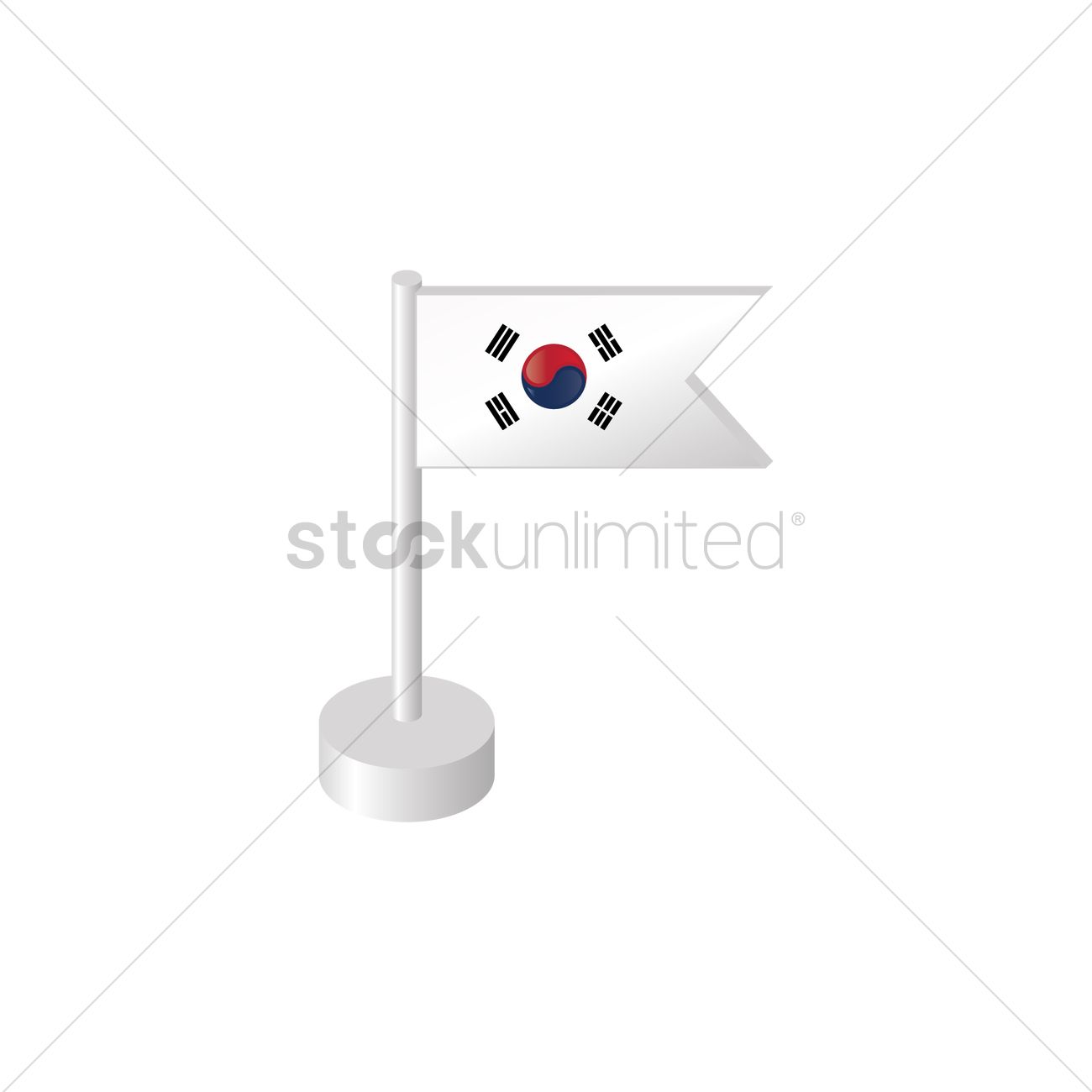 South Korea Flag Pole Vector Image 1300x1300 South Korea Flag Pole Vector Image