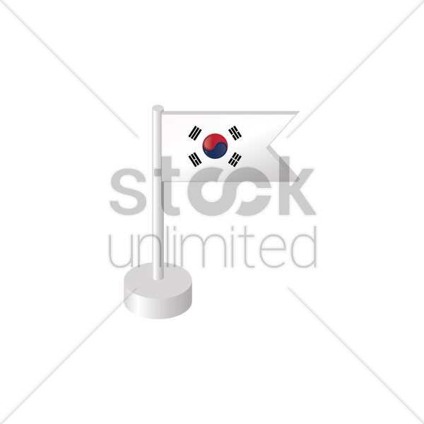 South Korea Flag Pole Vector Image 600x600 South Korea Flag Pole Vector Image