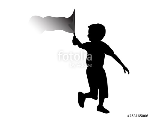 Boy Ruuning With Flag, Silhouette Vector Stock Image And Royalty 500x397 Boy Ruuning With Flag, Silhouette Vector Stock Image And Royalty