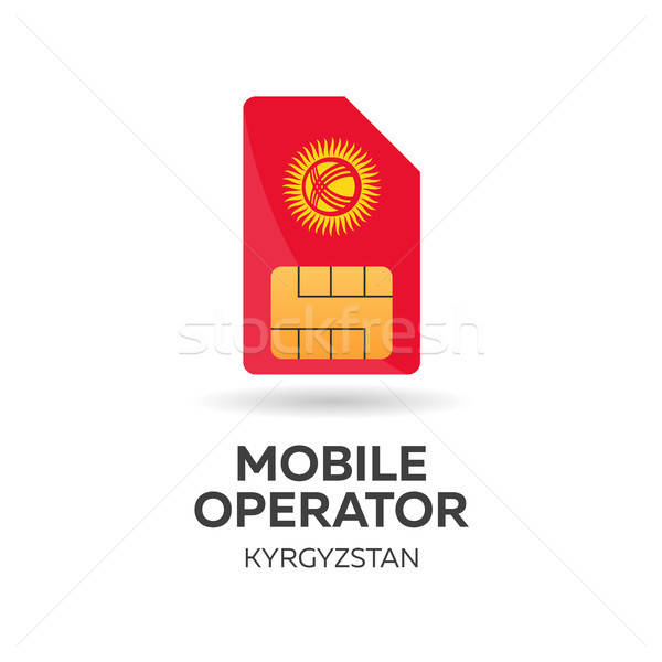 600x600 Kyrgyzstan Mobile Operator Sim Card With Flag Vector