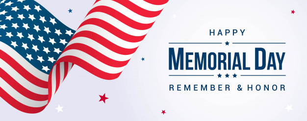 626x247 Happy Memorial Day Banner With Usa Flag Waving Vector Premium