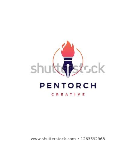 450x470 Pen Torch Fire Flame Logo Vector Icon