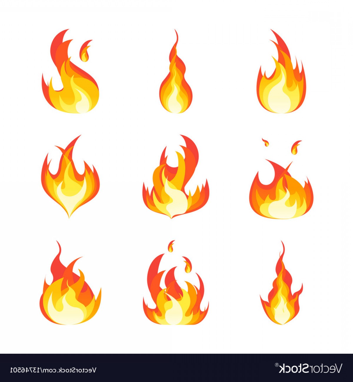 1200x1296 Cartoon Fire Flames Set Vector Wallkeeper