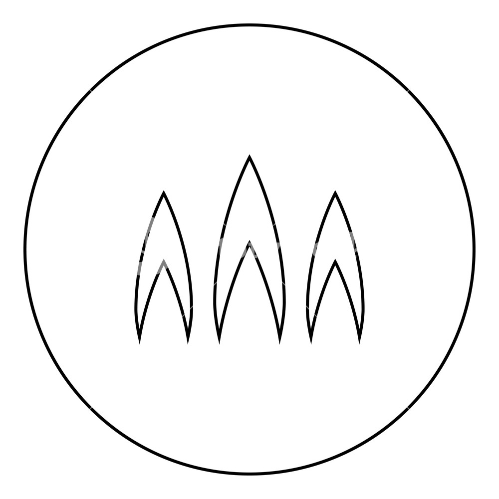 1000x1000 Flame Of Fire Black Icon In Circle Outline Vector Illustration