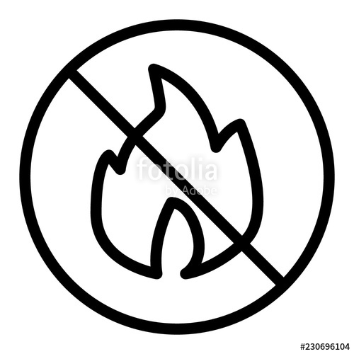 500x500 No Fire Line Icon Forbidden Fire Vector Illustration Isolated