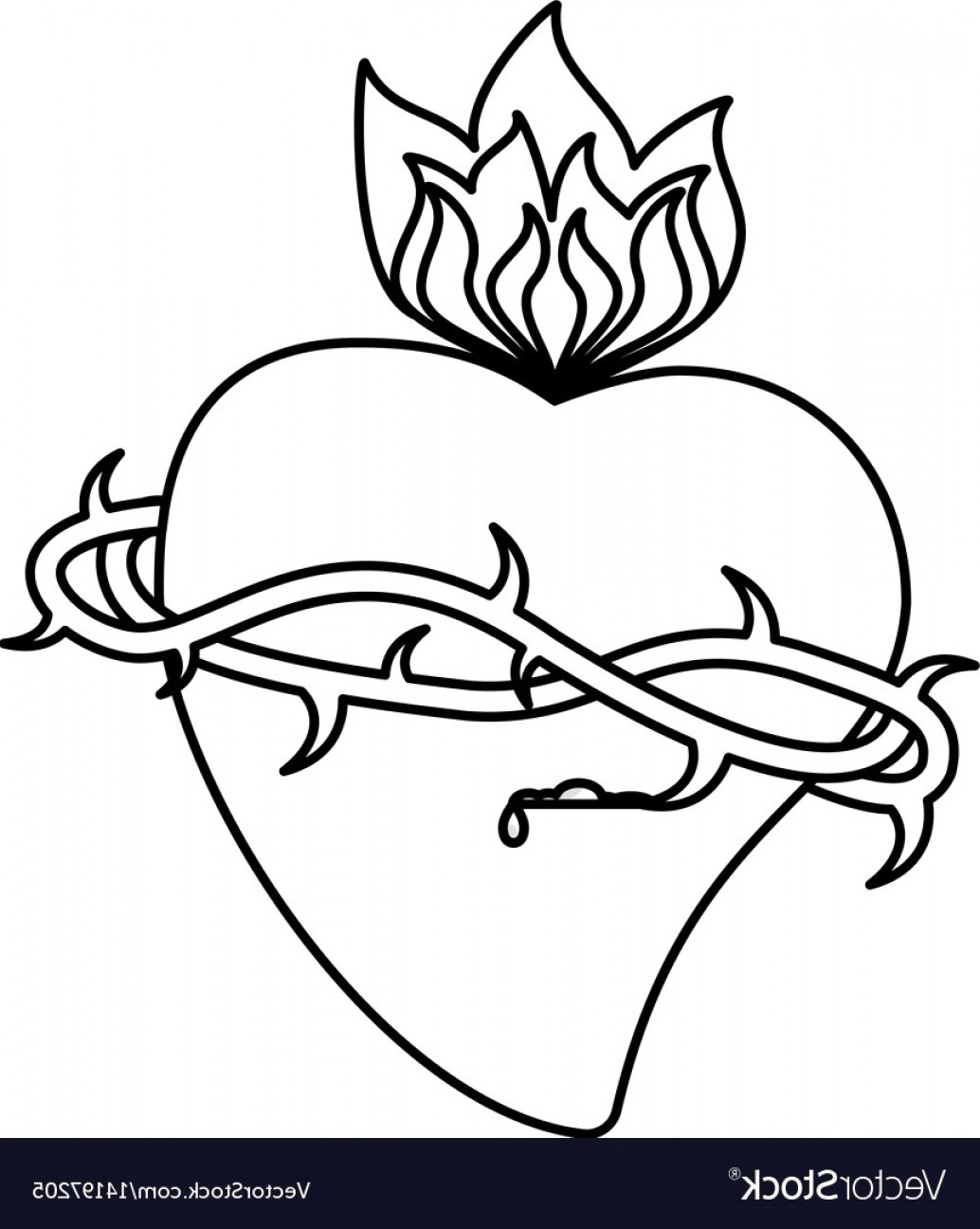 1034x1296 Sacred Heart Crown Flame Outline Vector Createmepink