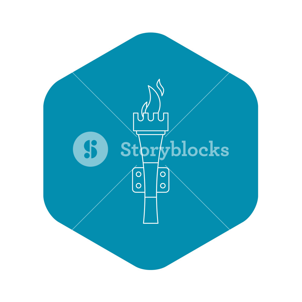 1000x1000 Torch With Flame Icon In Outline Style On A White Background