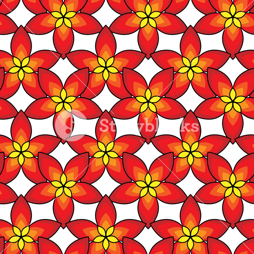 1000x1000 Vector Illustration Of Simply Red Flowers Pattern Red And Yellow