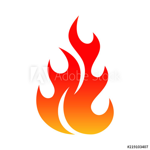 500x500 Fire Flame Symbol Colorful Icon Isolated On White Background
