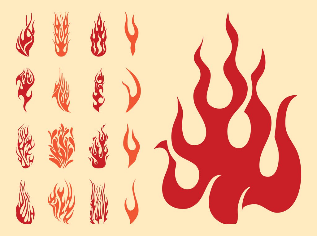 1024x765 Flame Silhouettes Set Vector Art Graphics