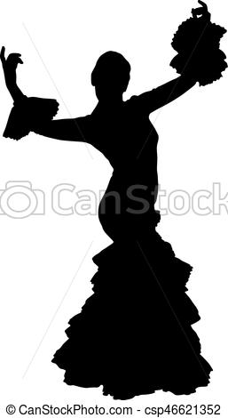 257x470 One Black Silhouette Of Female Flamenco Dancer On The White