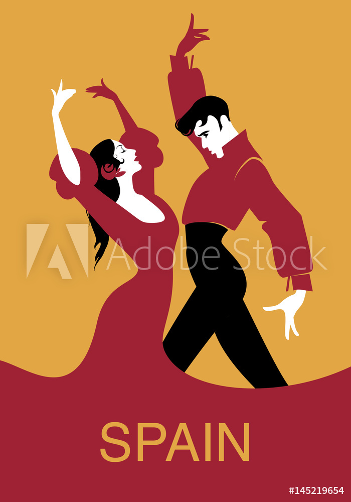 700x1000 Photo Art Print Couple Of Flamenco Dancers Vector Illustration