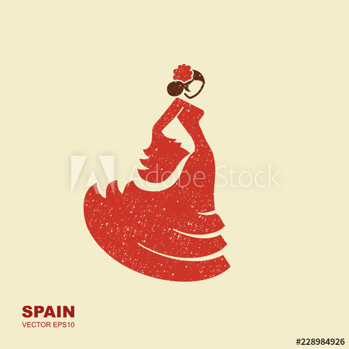 500x500 Spanish Flamenco Dancer Vector Illustration In Flat Style