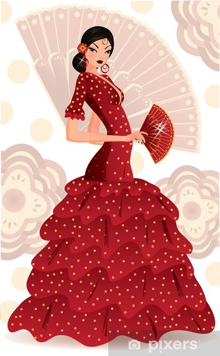 433x700 Spanish Flamenco Dancer Vector Illustration Wall Mural Pixers