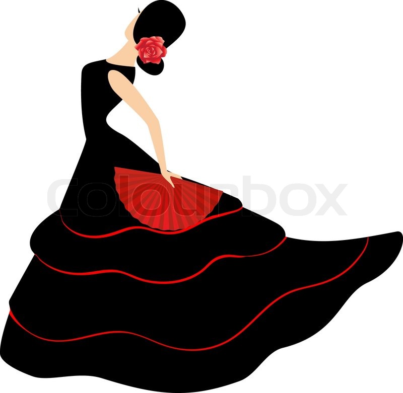 800x781 Flamenco Dancer Spanish Girl With Fan Stock Vector Colourbox