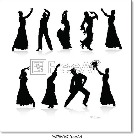 561x581 Free Art Print Of Flamenco Dancers Black Vector Flamenco Dancers