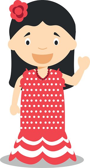305x564 Character From Spain Dressed As A Flamenco Vector Illustration
