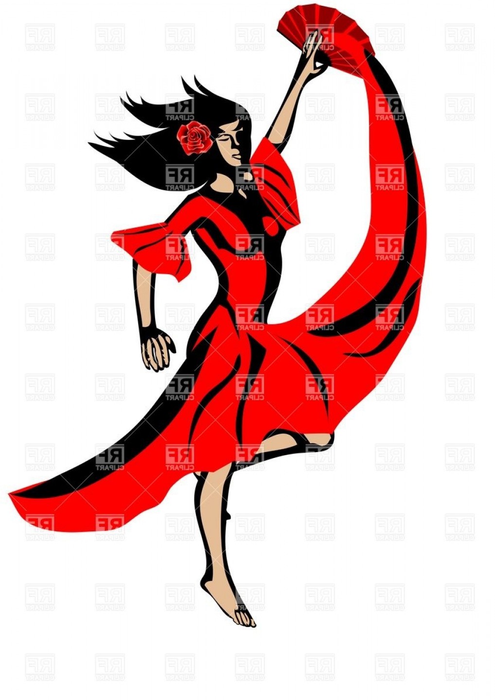 1018x1440 Young Woman Dancing Flamenco Vector Clipart Soidergi