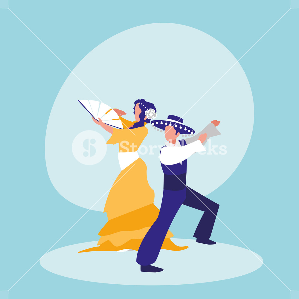 1000x1000 Flamenco Dancers Couple Isolated Icon Vector Illustration Design