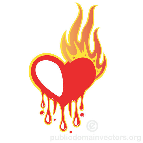 600x600 Bleeding Heart With Flames Vector Illustration My Goals Heart