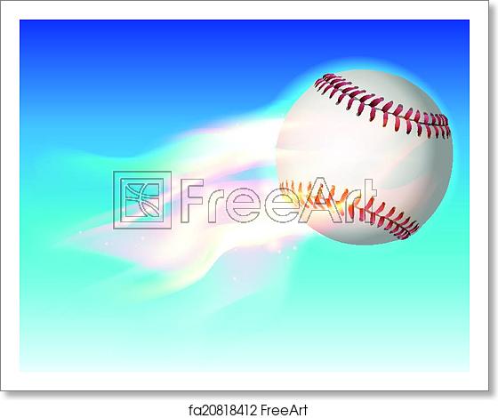 560x470 Free Art Print Of Flaming Baseball In The Sky Illustration