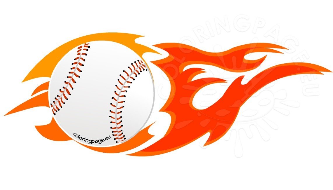 1142x651 Illustration Flame Baseball Vector Coloring Page