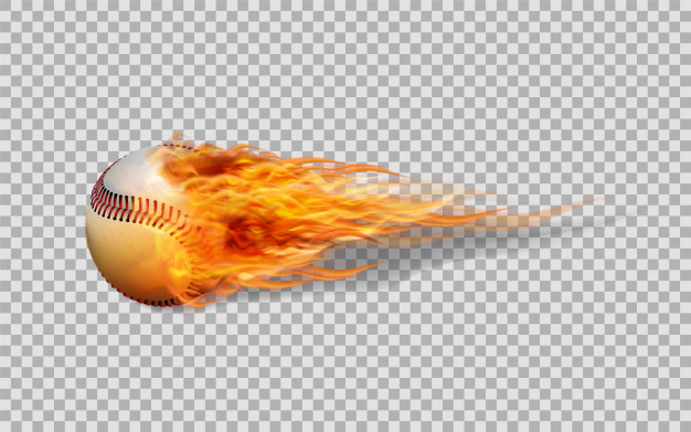 626x391 Realistic Vector Baseball In Fire On Transparent Background