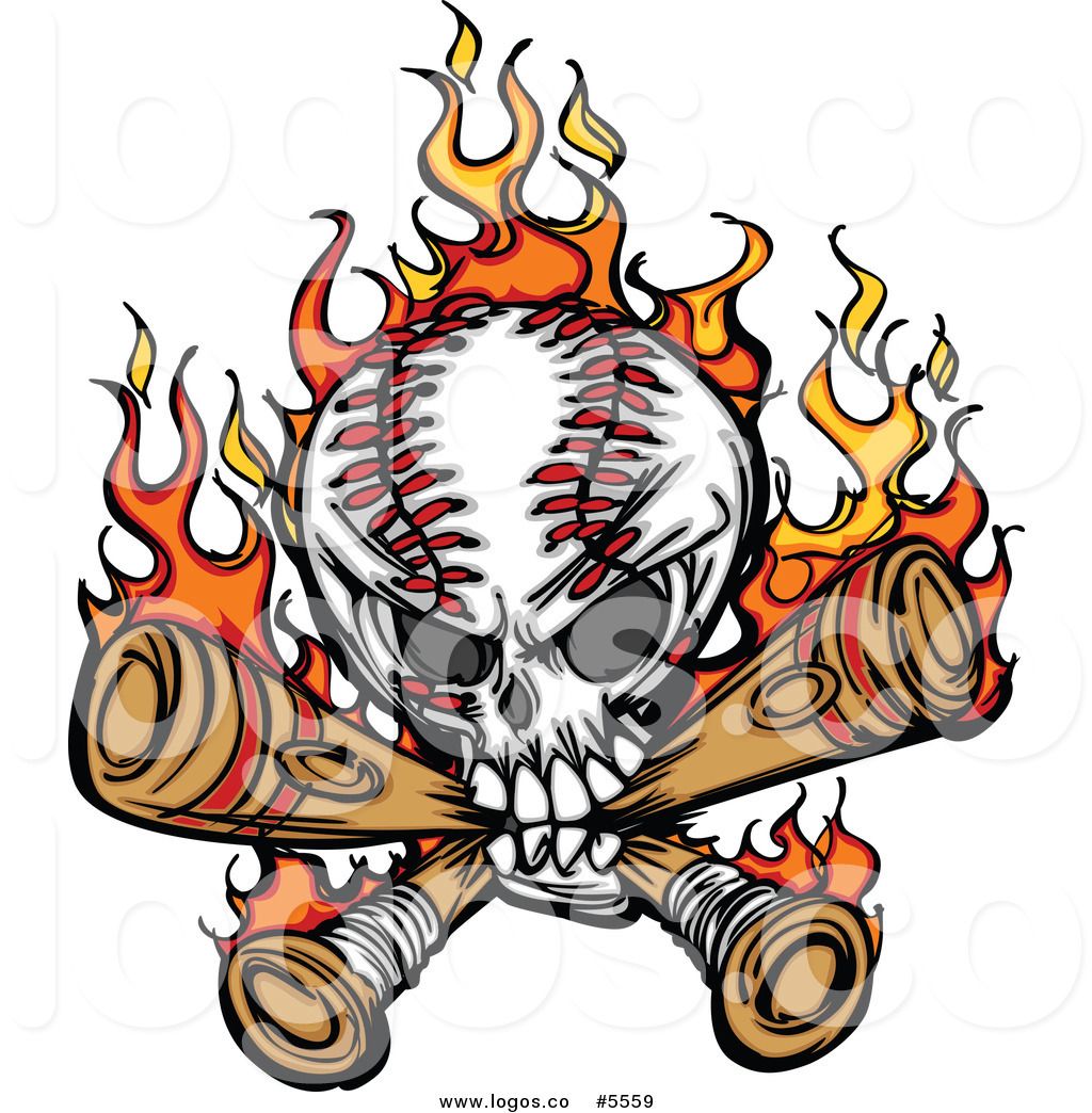 1024x1044 Royalty Free Vector Of A Logo Of A Baseball Skull Biting Crossed