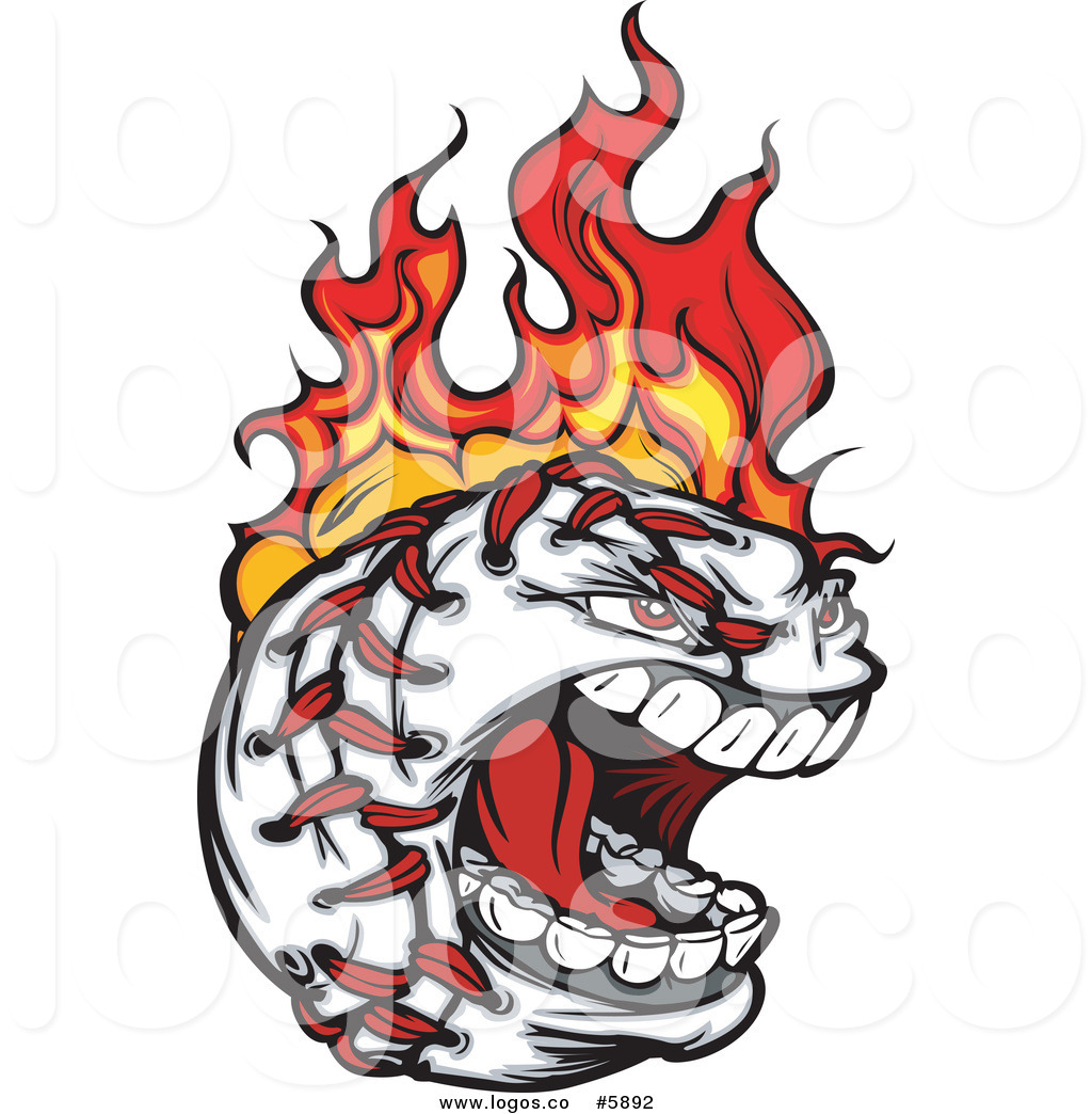 1024x1044 Royalty Free Vector Of A Logo Of A Screaming Flaming Baseball