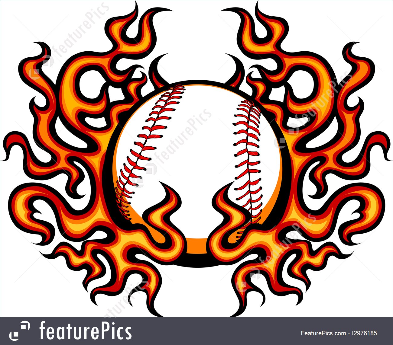 1300x1143 Baseball Template With Flames Vector Image