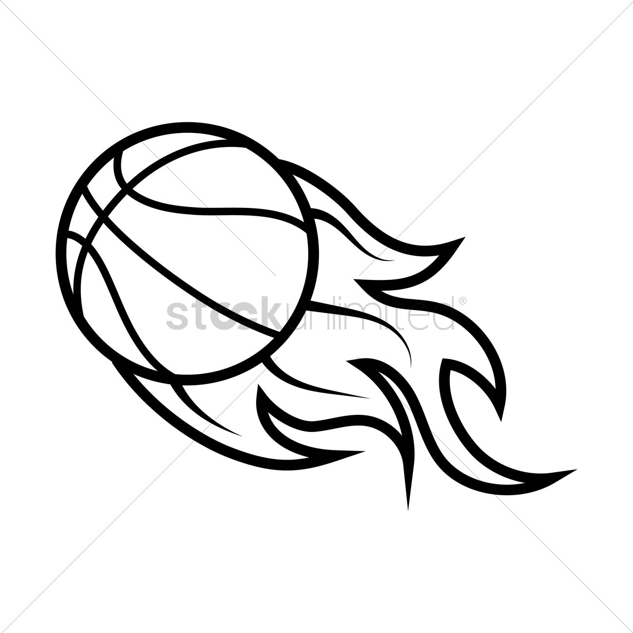 Flaming Basketball Vector Image 1300x1300 Flaming Basketball Vector Image