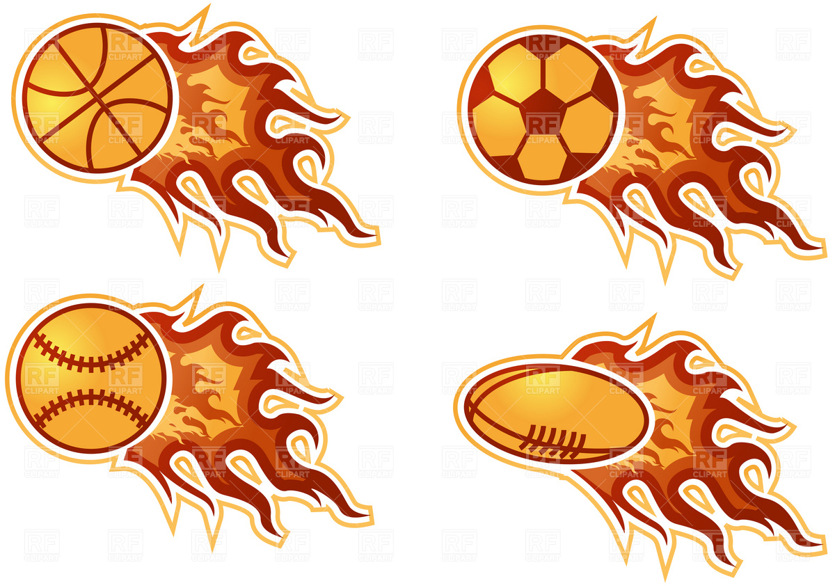 Tennis, Basketball, Soccer And Football Balls In Flame Vector 1200x845 Tennis, Basketball, Soccer And Football Balls In Flame Vector