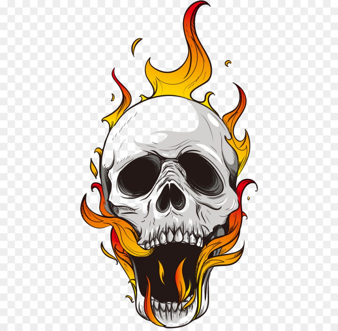Flaming Skull Vector at Vectorified.com | Collection of Flaming Skull ...