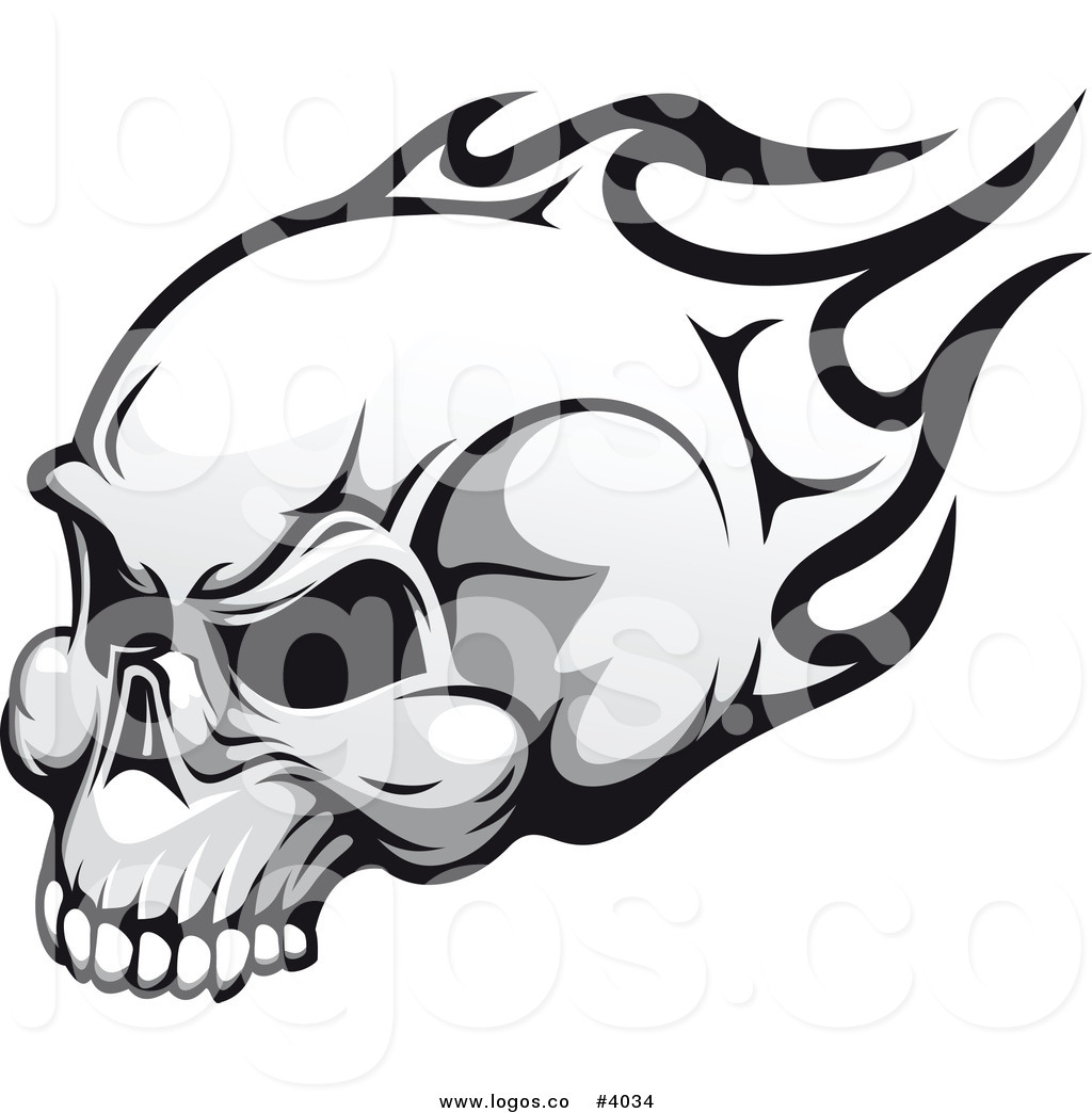 1024x1044 Royalty Free Black And White Flaming Skull Logo