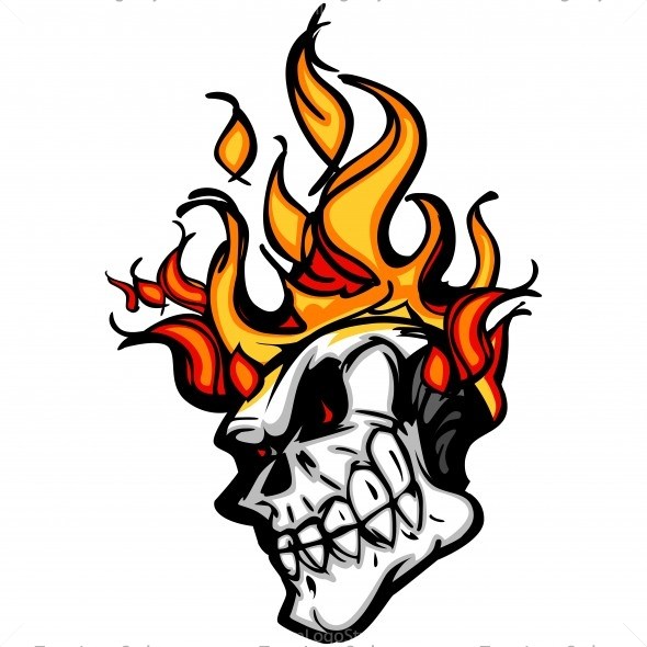 Flaming Skull Vector at Vectorified.com | Collection of Flaming Skull ...