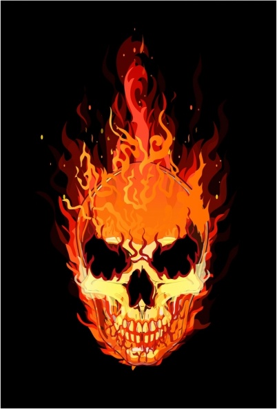 402x592 Flaming Skull Free Vector In Adobe Illustrator