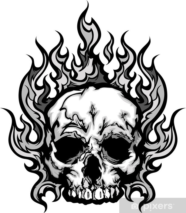 613x700 Flaming Skull Graphic Vector Image Wall Mural
