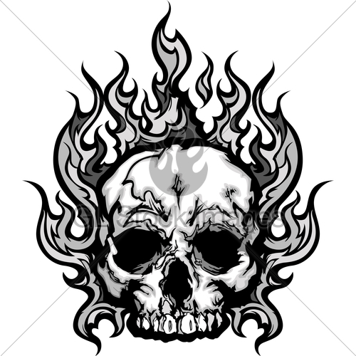 500x500 Flaming Skull Graphic Vector Image Gl Stock Images