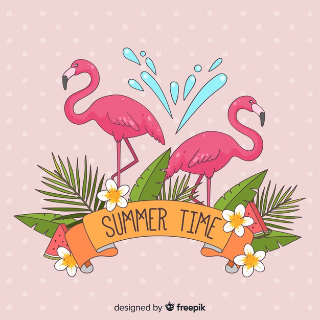 626x626 Hand Drawn Flamingos Background Vector Free Download