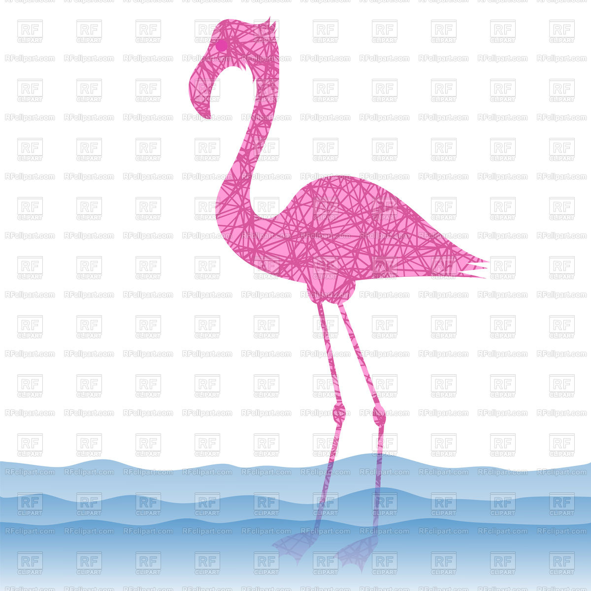 1200x1200 Pink Flamingo Bird In Blue Water On White Background Vector Image