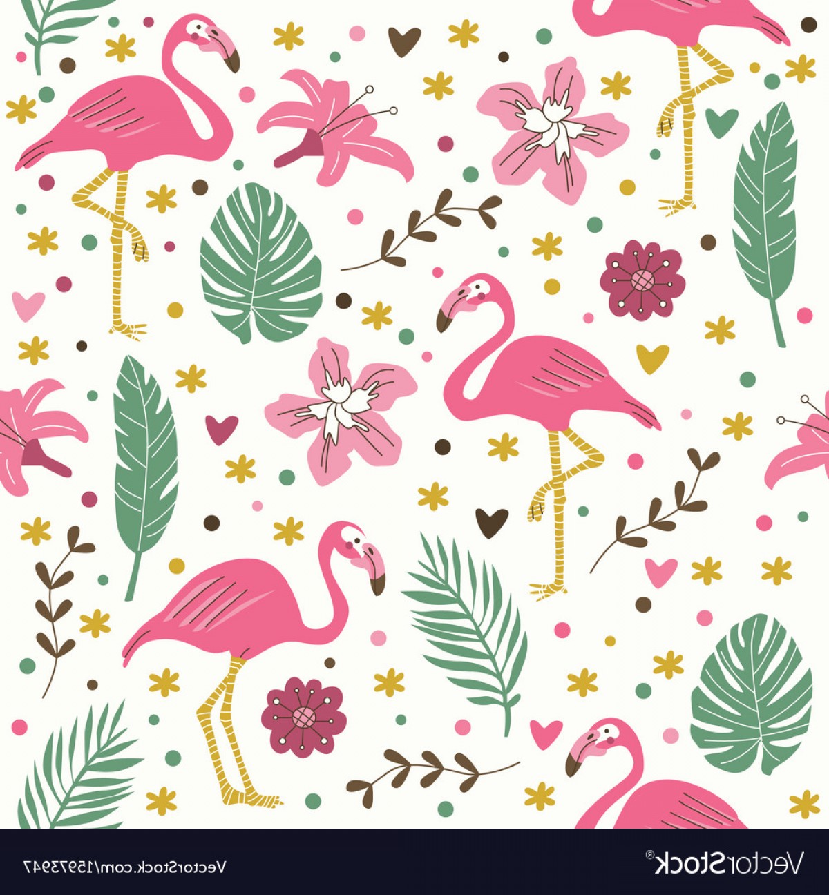 1200x1296 Seamless Flamingo Pattern Wallpaper Background Vector Soidergi