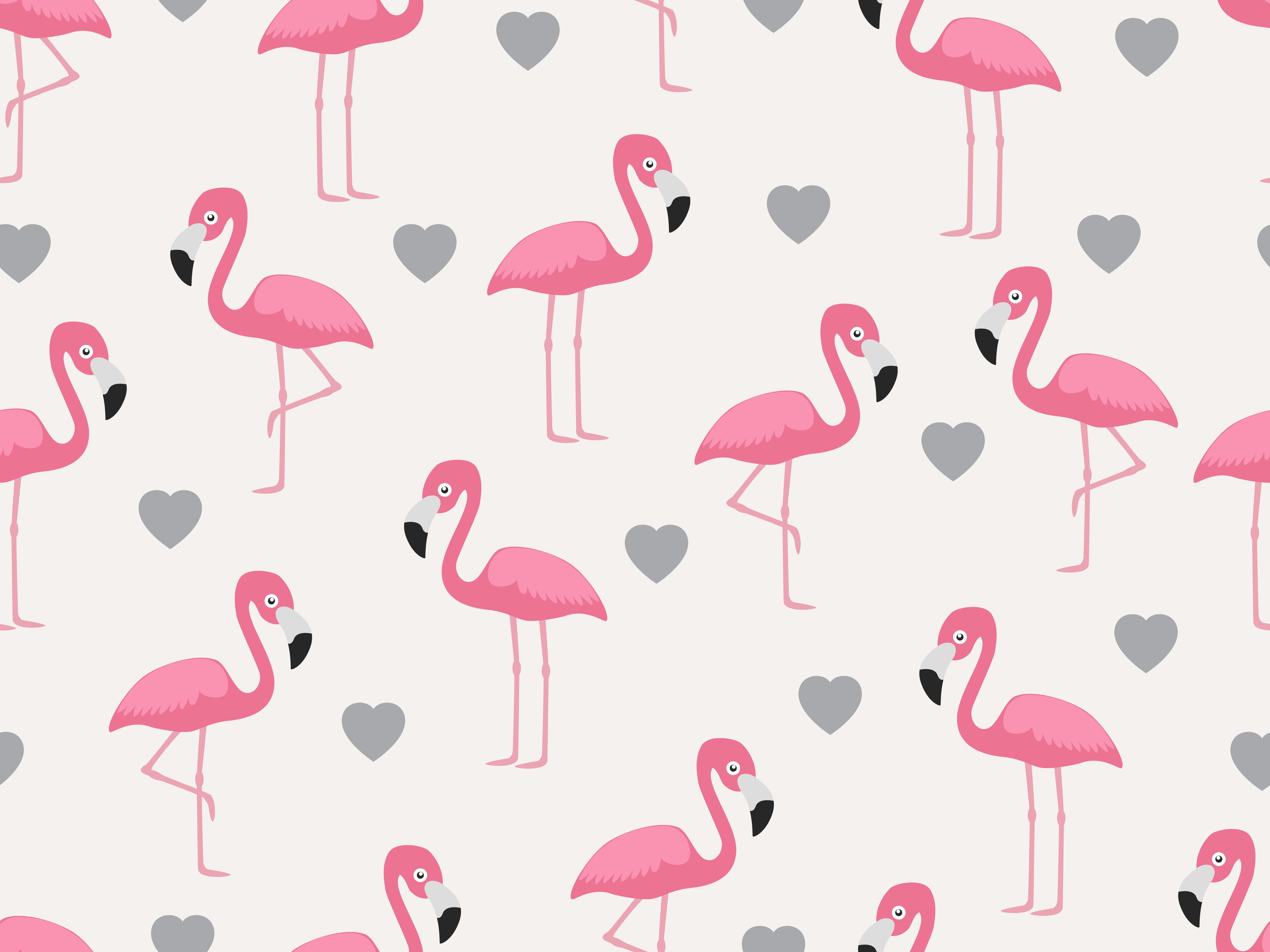 6667x5000 Seamless Pattern Of Flamingo With Heart On Pastel Background