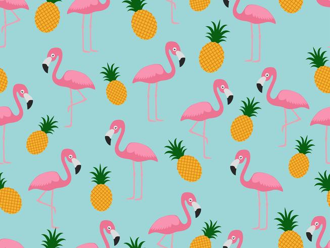 653x490 Seamless Pattern Of Flamingo With Pineapple On Pastel Background