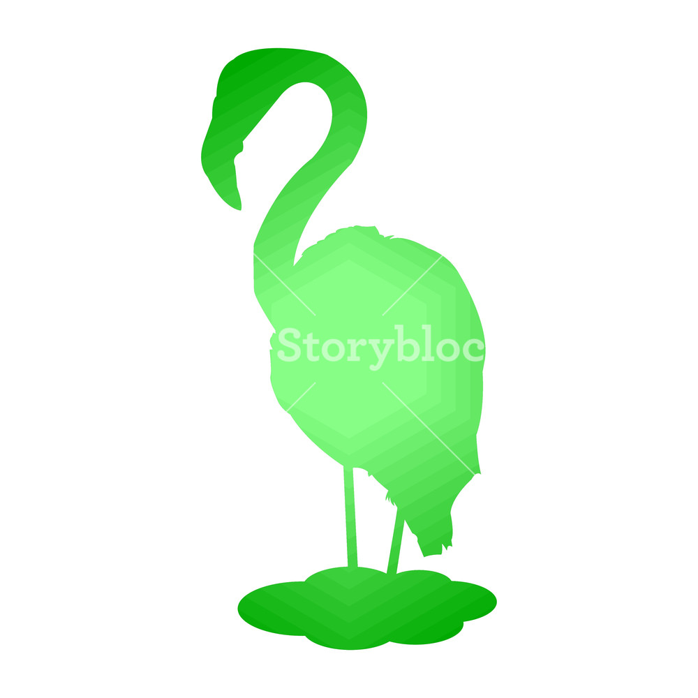 1000x1000 Flamingo Silhouette Green Abstraction Vector Illustration