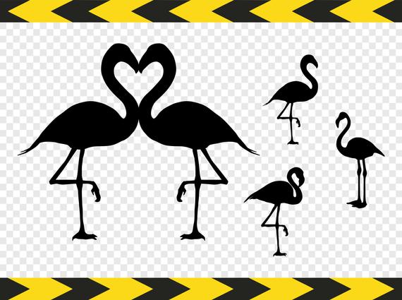 570x425 Flamingo Silhouette Clipart Vector Print Art Bird Heart Etsy