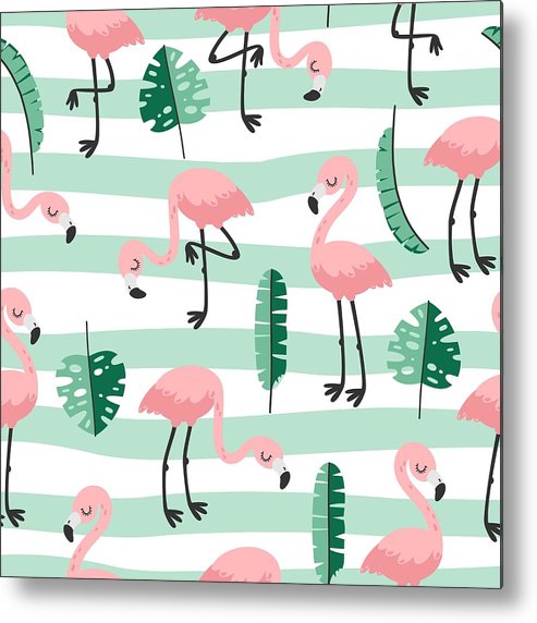 493x572 Cute Hand Drawn Seamless Pattern With Pink Flamingo Vector