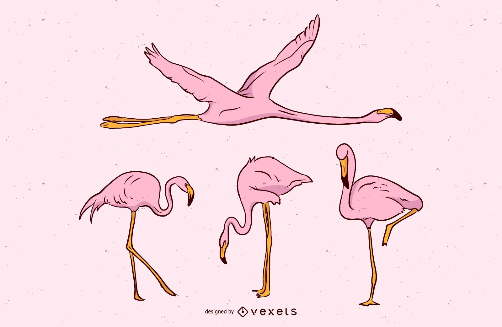 1600x1042 Pink Flamingo Vector Set