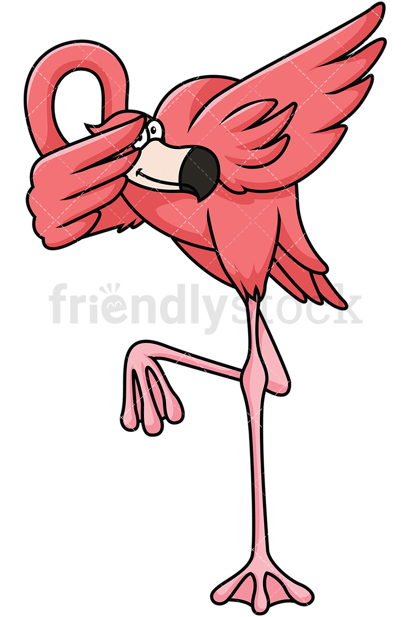 800x1200 Dabbing Flamingo Cartoon Vector Clipart